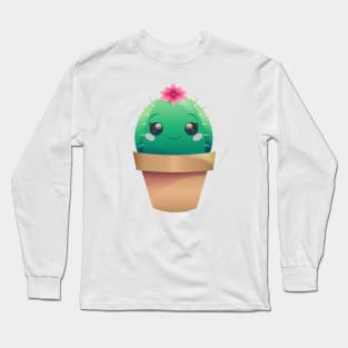 Cute Cactus (in bloom with eyelashes) Long Sleeve T-Shirt